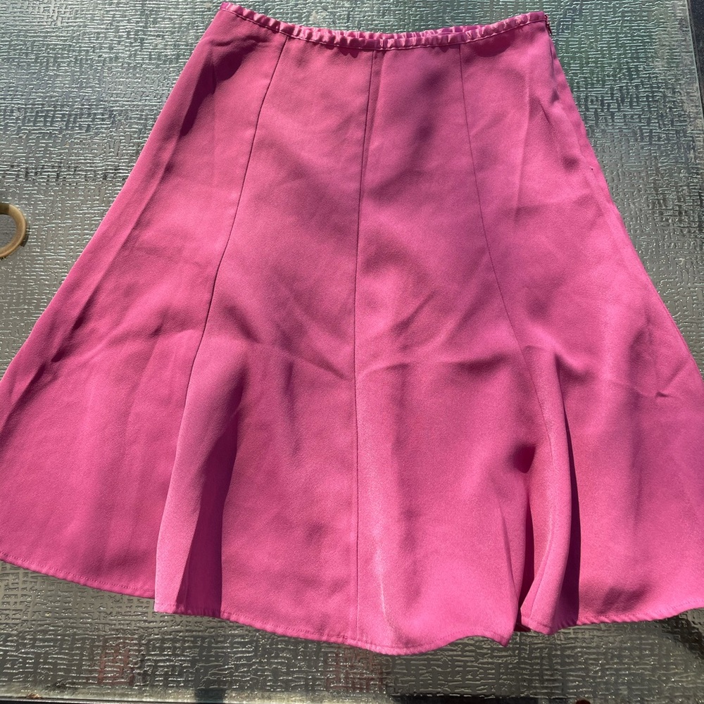 pink knee length skirt, a line